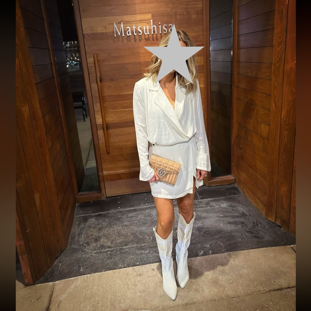 FREE PEOPLE - Simone Long Sleeve Wrap Mini Dress in White